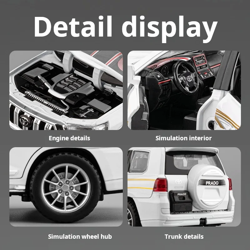 1:24 محاكاة سبيكة التحكم عن بعد سيارة تويوتا برادو سبيكة نموذج سيارة مع الصوت والضوء لعبة الأولاد هدية تحصيل الحلي
