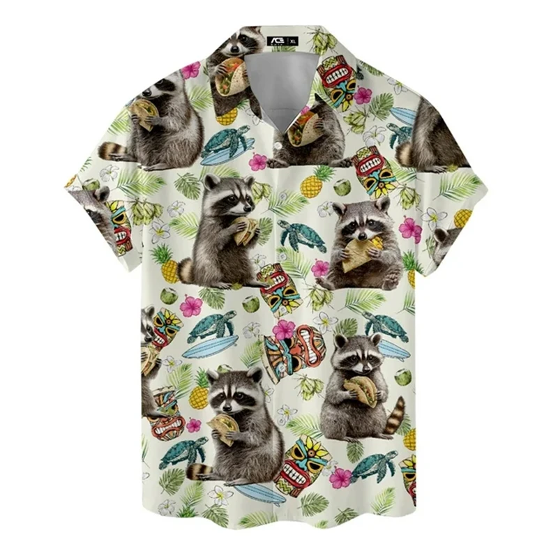 

Cute Raccoon Taco Graphic Shirt For Men's Funny Pattern 3D Print Short Sleeve Shirts Daily Summer Casual Fashion Women Blouse