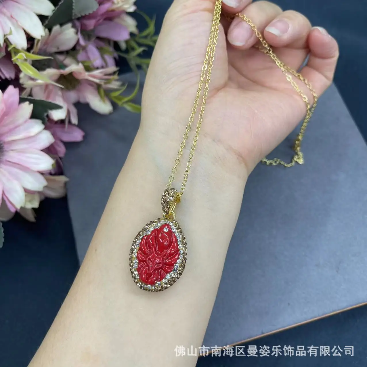 DIY accessories New nine-tailed fox red exquisite clay inlaid three-piece jewelry original design jewelry set factory direct sal