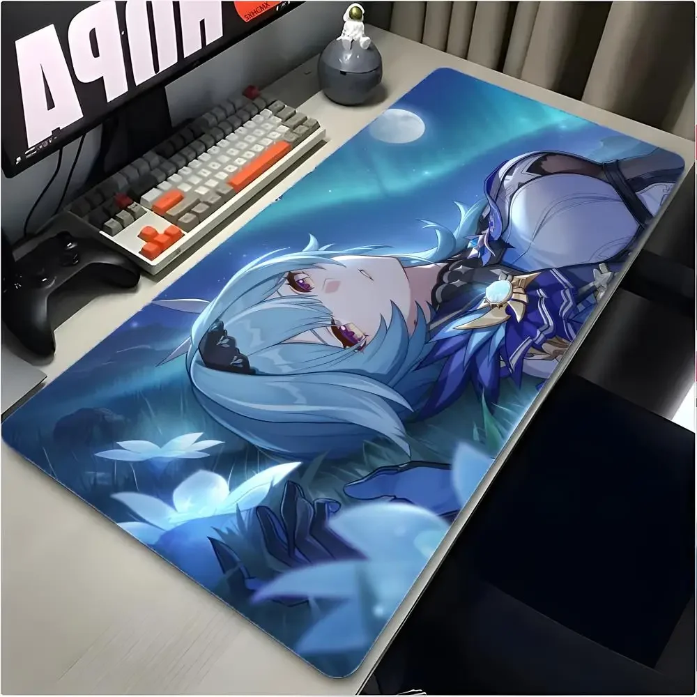 Noble Character E-Eula Genshin Impact Mouse Pad Large Mouse Pad Desk Mat Non‑Slip Board Gaming Mat Stitched Edge Design