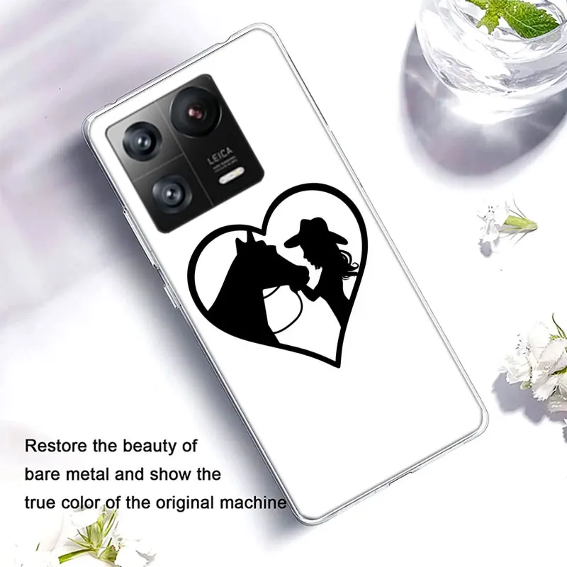 Black Shadow Horse Clear Luxury For Xiaomi Poco X5 X6 Pro X4 F4 GT X3 F6 F5 F3 F2 F1 M5 M4 M3 Mi Note 10 CC9 Pro Phone Cover Ca