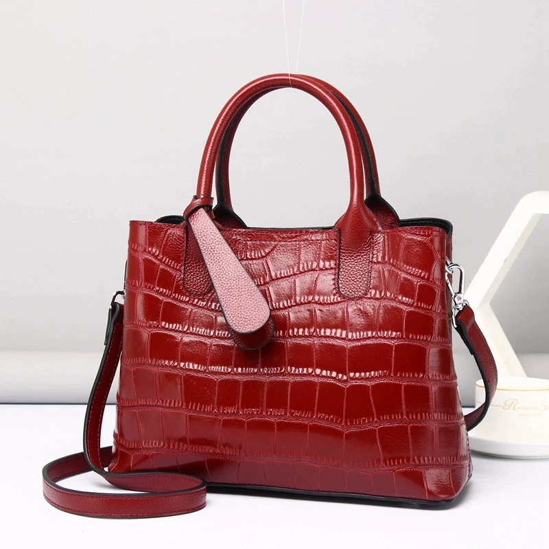 Luxury Crocodile Genuine Leather Handbag Women Alligator Pattern Cow Leather Tote Bag Fashion Ladies Shoulder or Crossbody Bags