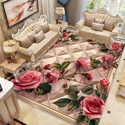 European Style Flower Carpet Living Room Sofa Soft Rugs Luxury Bedroom Decor Bedside Rug Large Room Cloakroom Lounge Floor Mats