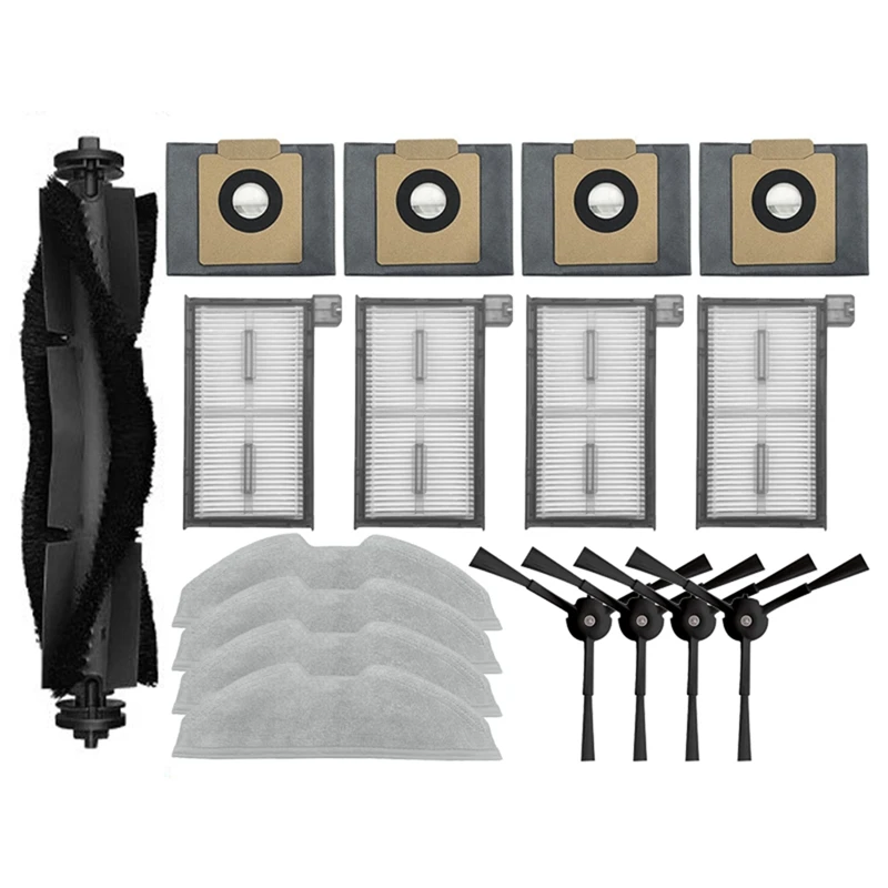 

For Eufy X8 Pro Vacuum Cleaner Accessories Kit,1 Main Brush,4 Side Brushes,4 Mop Cloth,4 Vacuum Dust Bags,4 Hepa Filters