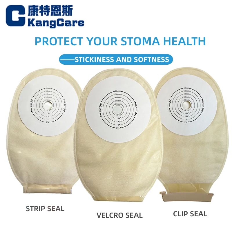 30pcs/lot ,Colostomy Bags for Adults; One-piece system Ostomy Pouch with Clip/Strip/Nylon fastening Closure, Cut-to Fit 15-60mm