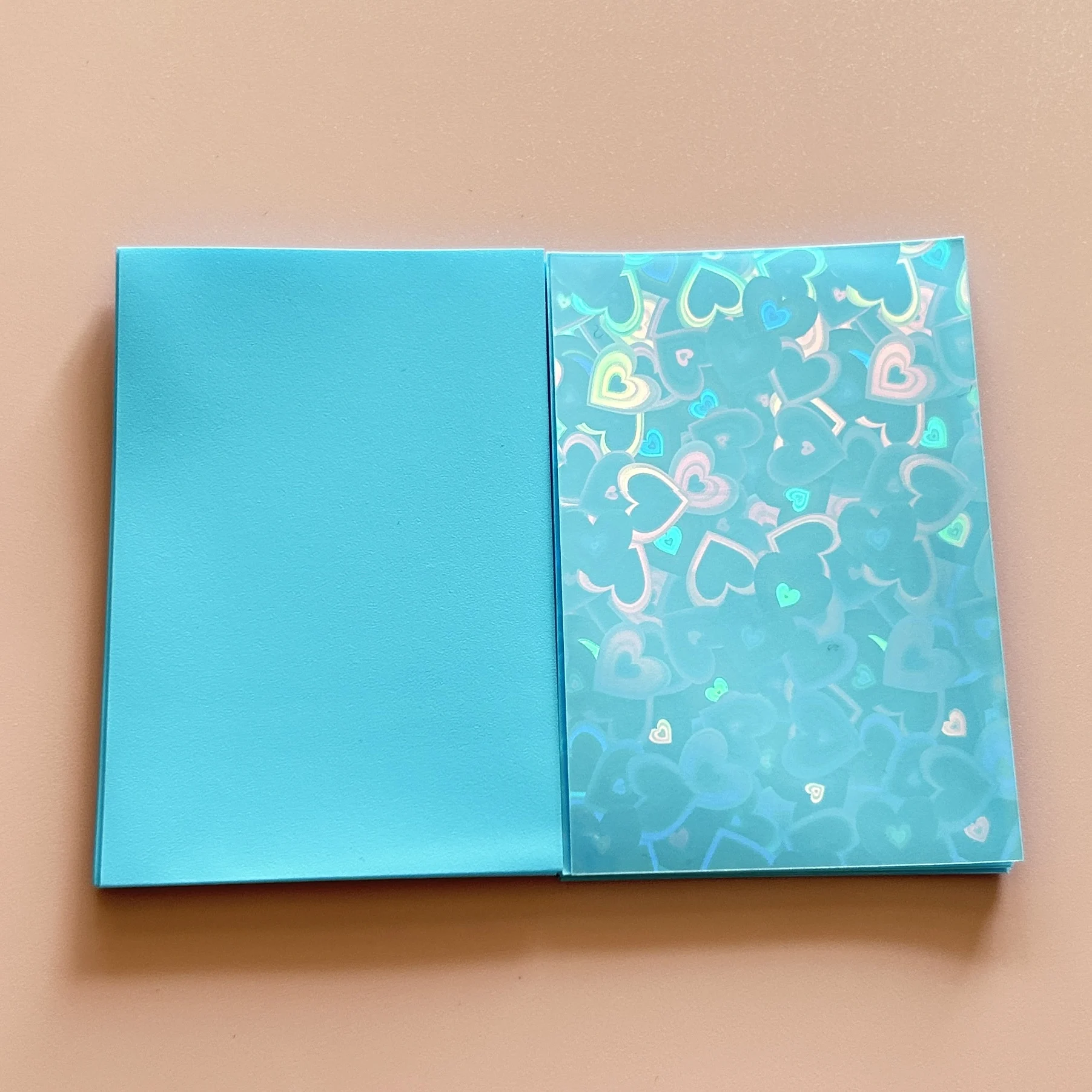 50Pcs Colorful Heart Photocard Sleeves 61x91mm Holographic Flashing Film Kpop Popcorn Protective Cover Card Storage Holder
