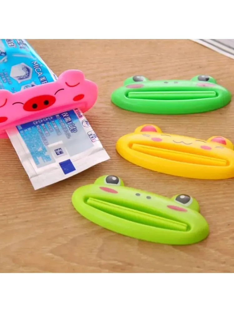 Presse-dentifrice manuel en forme de grenouille, dessin animé mignon, nettoyeur de dentifrice paresseux en forme d'animal, ensemble essentiel pour enfants