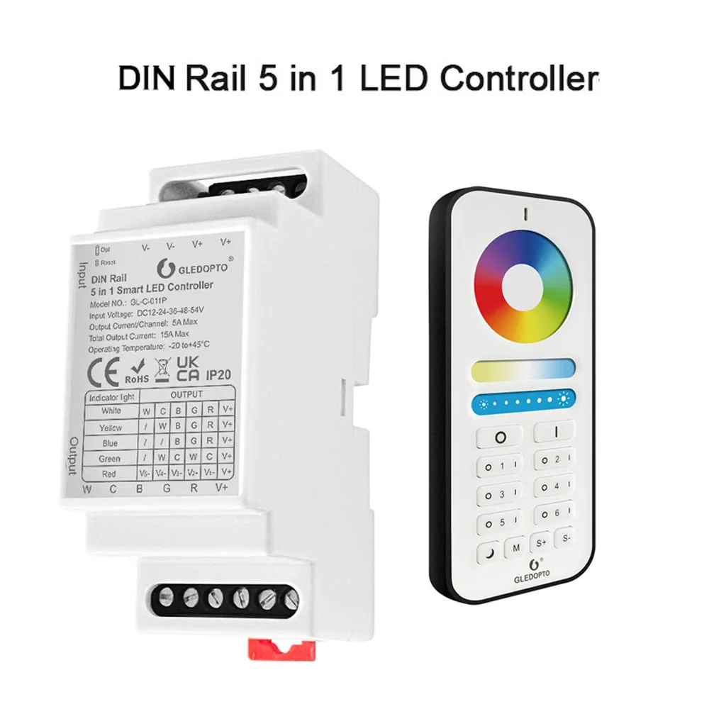 controlador de led gledopto din rail zigbee 30 rgbcct rgbw rgb wwcw cct dimmer em 1 01