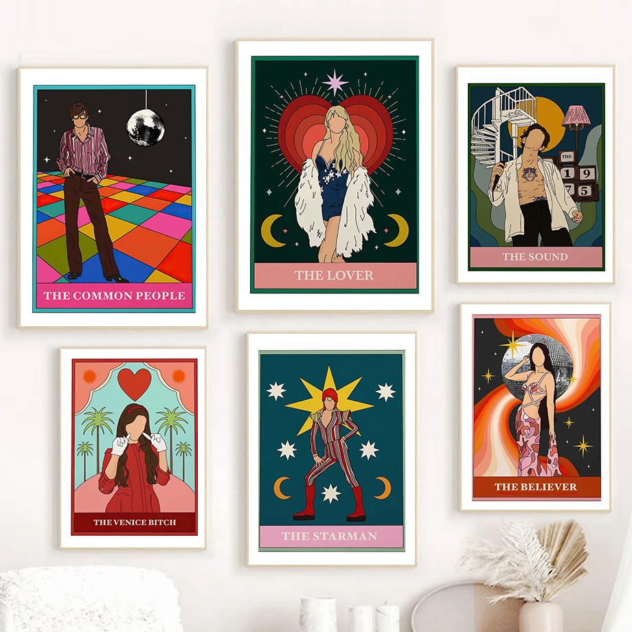 

Retro Band Posters Tarot Card Art Print Music Prints Wall Art Canvas Painting Nordic Poster Home Living Room Decor