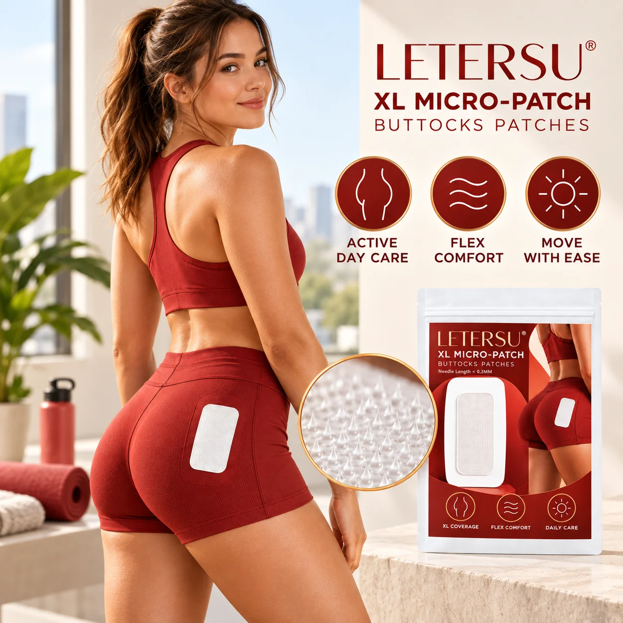 5PCS Microneedle Buttocks Patches XL, Micro Needle Butt Care Stickers, Large Flexible Body Beauty Patches for Daily Skin Care
