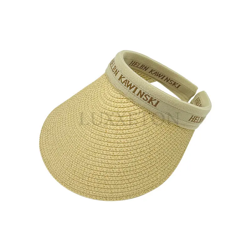 Empty Top Straw Hat Travel Sunshade Sun Hat Cap Trendy Superlite Beach Foldable Roll Up Cap Cruise Wear Visor Cap For Womens