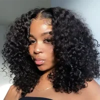 Pelucas frontales de encaje brasileño rizado corto Bob 13x4 HD 220% onda de agua profunda 4x4 peluca con malla Frontal 100% cabello humano para mujeres 14 16 pulgadas