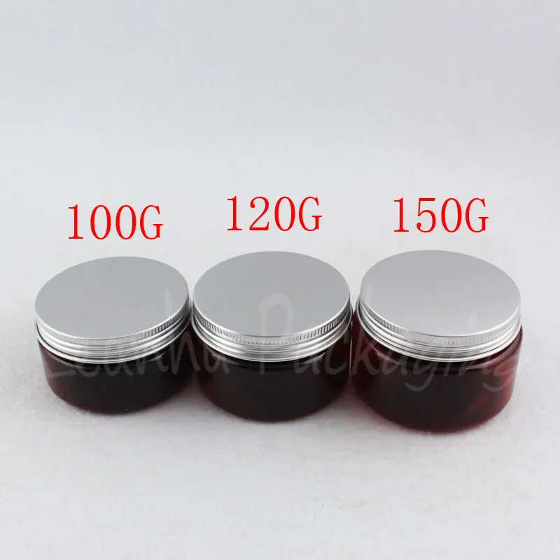 30pc/lot  100G 120G 150G Brown Plastic Cream Jar Mask Cream Packaging Jar  Wide Mouth Bottle , Makeup Pot Can Containers