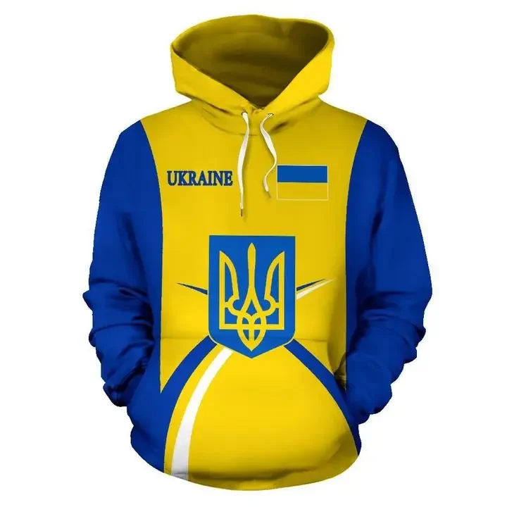 Ukraine Trident 3D Hoodie Fashion Retro Ukrainian Flag Sweatshirt 3D Printing Casual Sweater Couple Personality Pullover