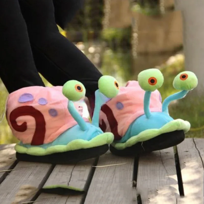 Warm Plush Outdoors Boots Women Cartoon Snail Slippers Home Indoor Non-slip Boots Men Cozy Soft Parent-child Cute Funny Shoes