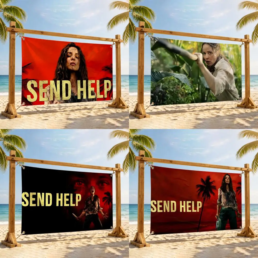 S-Send Help Comedy Moive Flags Flag Ultra Soft Banner Outdoor Garage Door Wall Hanging Decor Waterproof Polyester