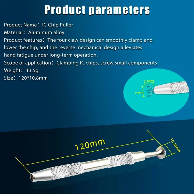 6PCS IC Extractor 4 Claw Electronic Component Grabber Extractor Pickup BGA Chip Picker Patch IC Suck Pen Electronic RepairTools
