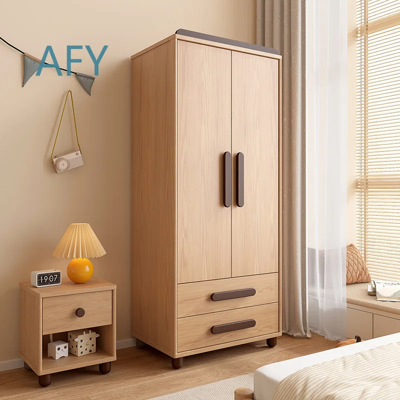 Multilayer Board Wardrobe for Modern Simple Two-Door Three-Door Swing-Open Closet for Small Apartment Bedroom Kids Room