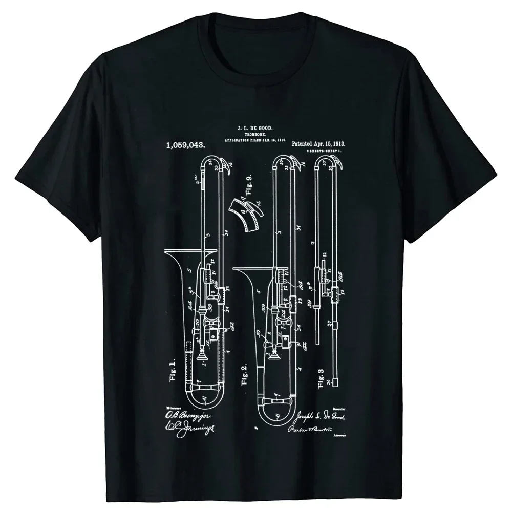 Graphic Streetwear Short Sleeve Trombone Jazz Harajuku T-shirt Mens Clothing Trombonist Funny Trombone Patent T Shirts