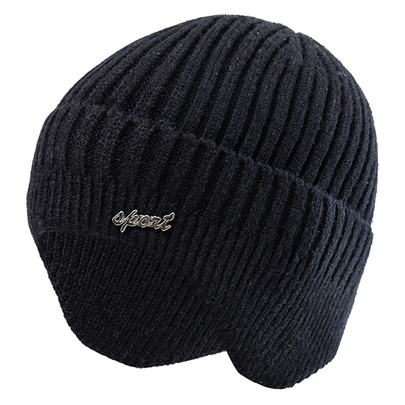 New Unisex Winter Hat Fashion Plain Knitted Hats For Men & Women Ski Beanie Hat Sports Earflap Cap