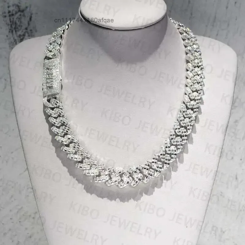 18mm Iced Out Cuban Link Bracelet Vvs Moissanite Diamond Men.