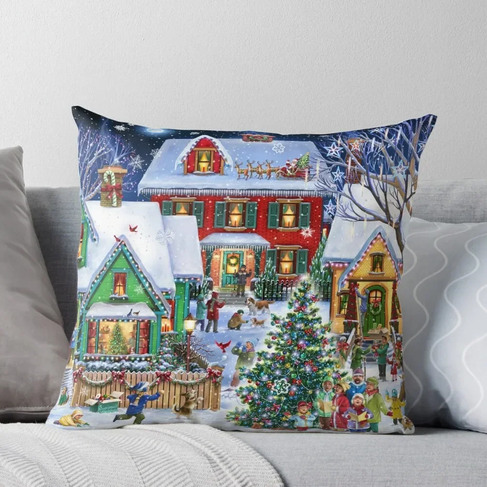 Colorful Winter Houses Throw Pillow Sofas Covers Elastic Cover For Sofa Pillow