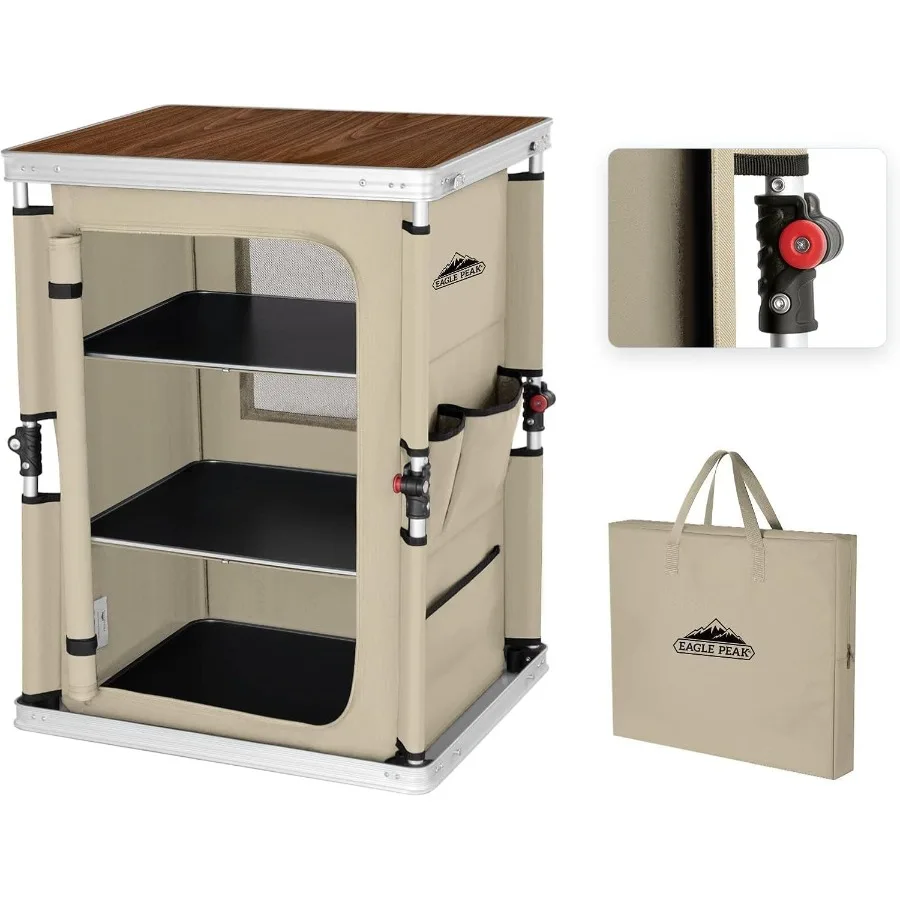 

Уличный складной походный столик с большим 3-уровневым органайзером для хранения и боковыми карманами для удобной установки, портативный алюминиевый походный комплект