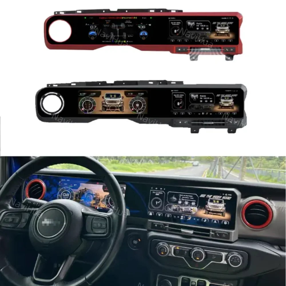 New Arrival For Jeep Wrangler Rubicon JL 2018 2022 Multimedia Android Car Radio LCD Dashboard Meter Dual Screen Design