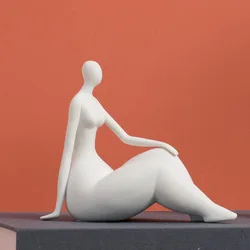 European Abstract White Woman Sculpture Ceramic Ornaments Modern Body Art Office Living Room Crafts Ornaments Home Accessories