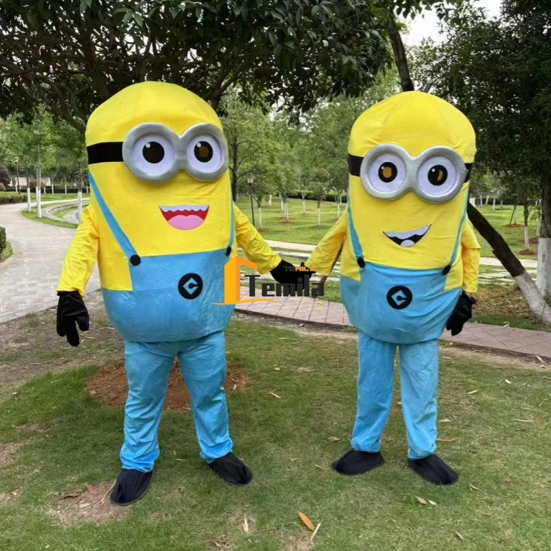 حجم الكبار تأثيري الرجل الأصفر التوابع زي التميمة فستان بتصميم حالم حفلة عيد ميلاد مفاجأة الملابس عرض إعلاني أداء الدعائم