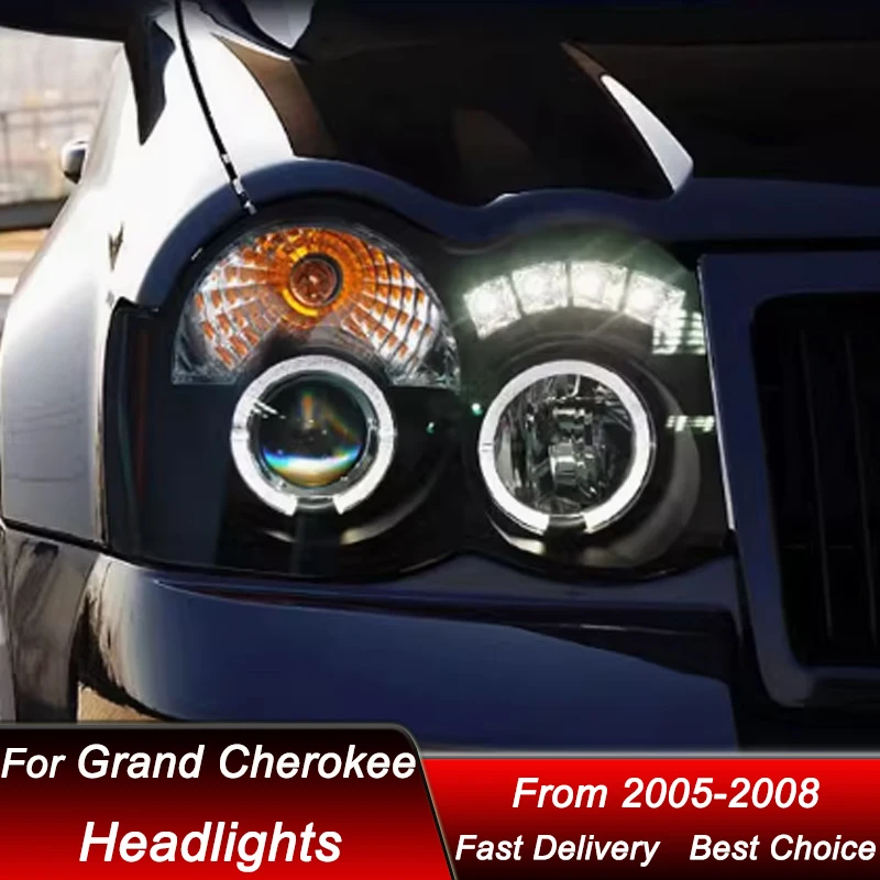 

Поп-автомобильные фары для Jeep Grand Cherokee 05-08 Emark V1, полностью светодиодные фары в сборе, обновленная линза проектора, аксессуары Ki