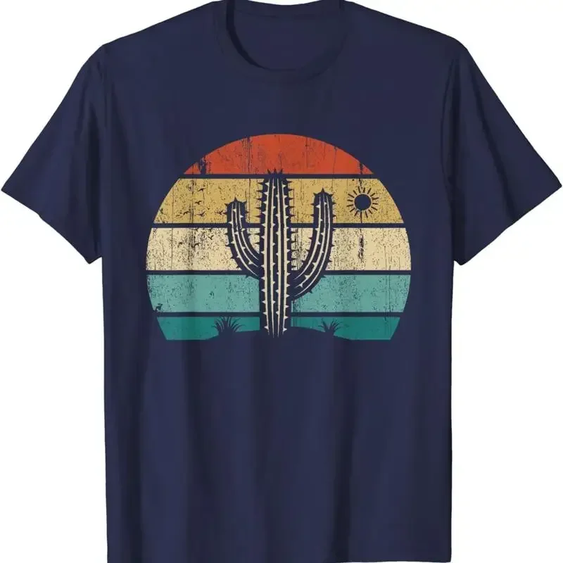 Retro Vintage Saguaro Cactus Sunset Opuntia Cactaceae T Shirt