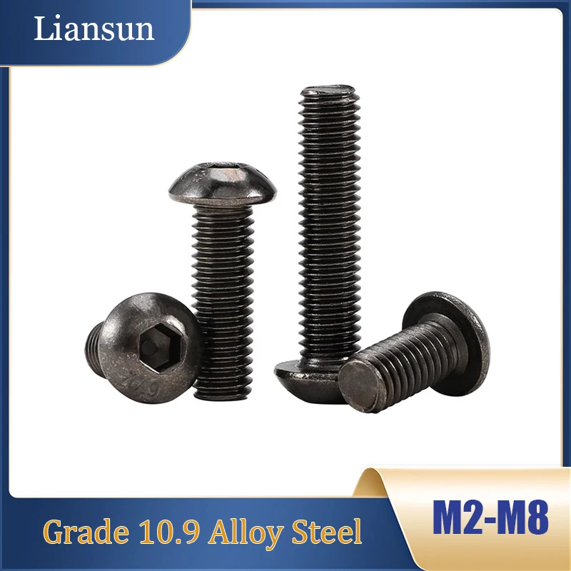 

10.9 High-Strength Black Nickel Hex Socket Screws – Button, Pan Head & Bolts, Assortment M2-M8 for Gearboxes