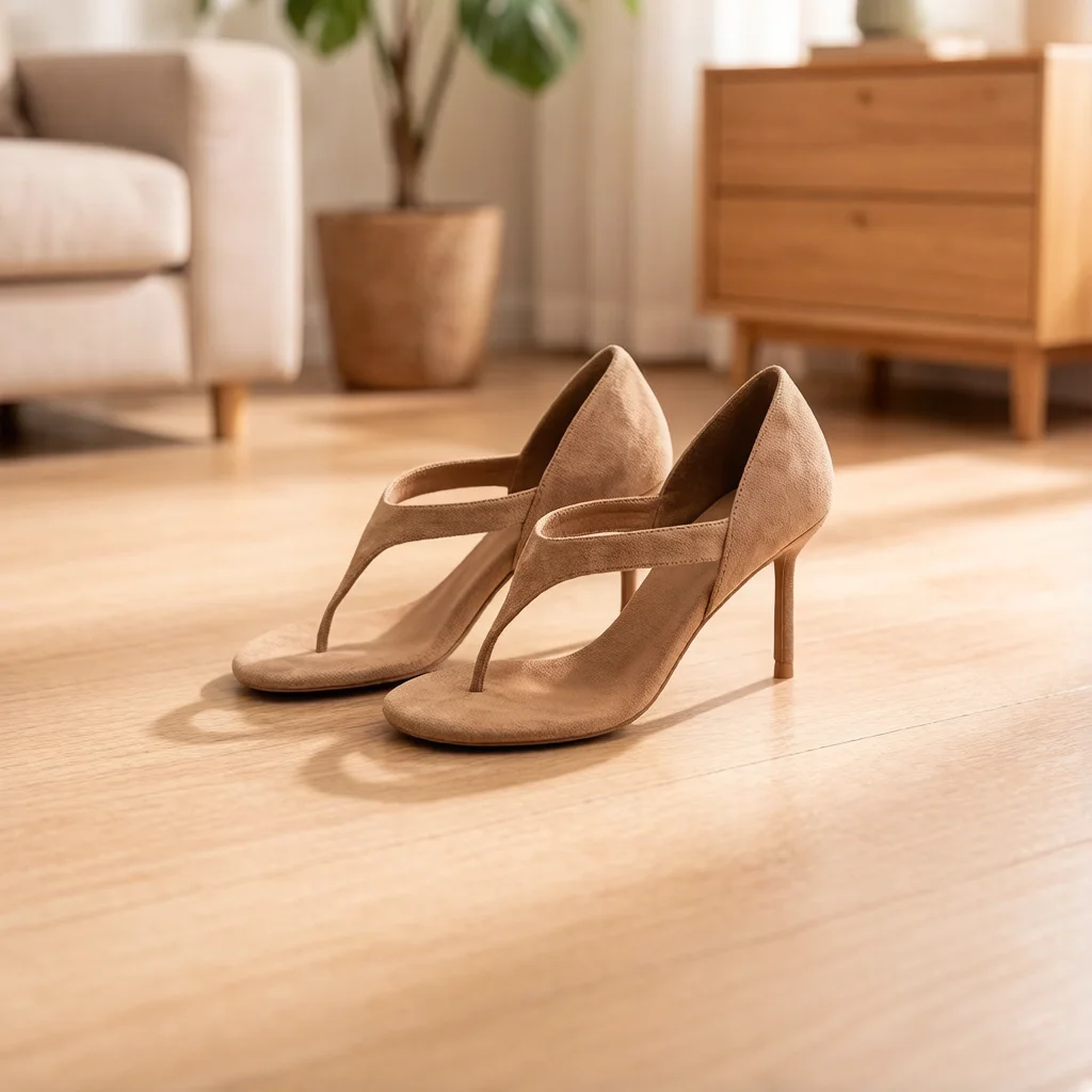 Internet celebrity's same style~Light luxury suede retro temperament round toe wearing high heels, slim heels sandals for women