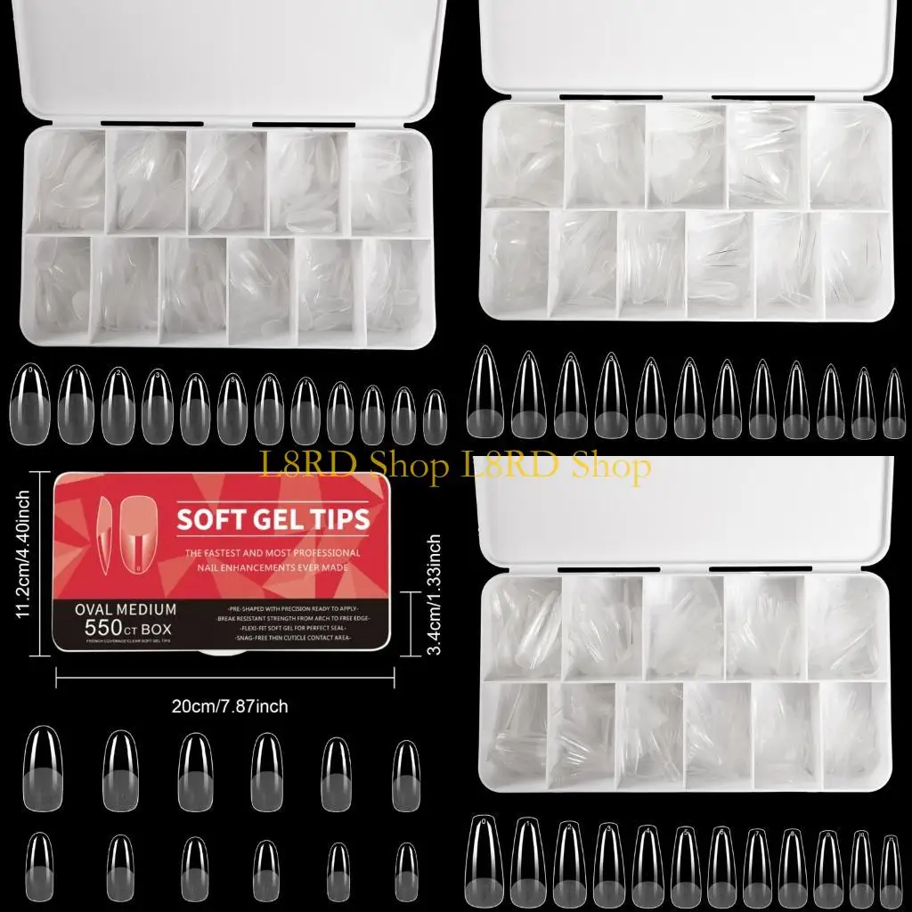 

L8RD 550 Pieces Almond Press On Easy to Apply False