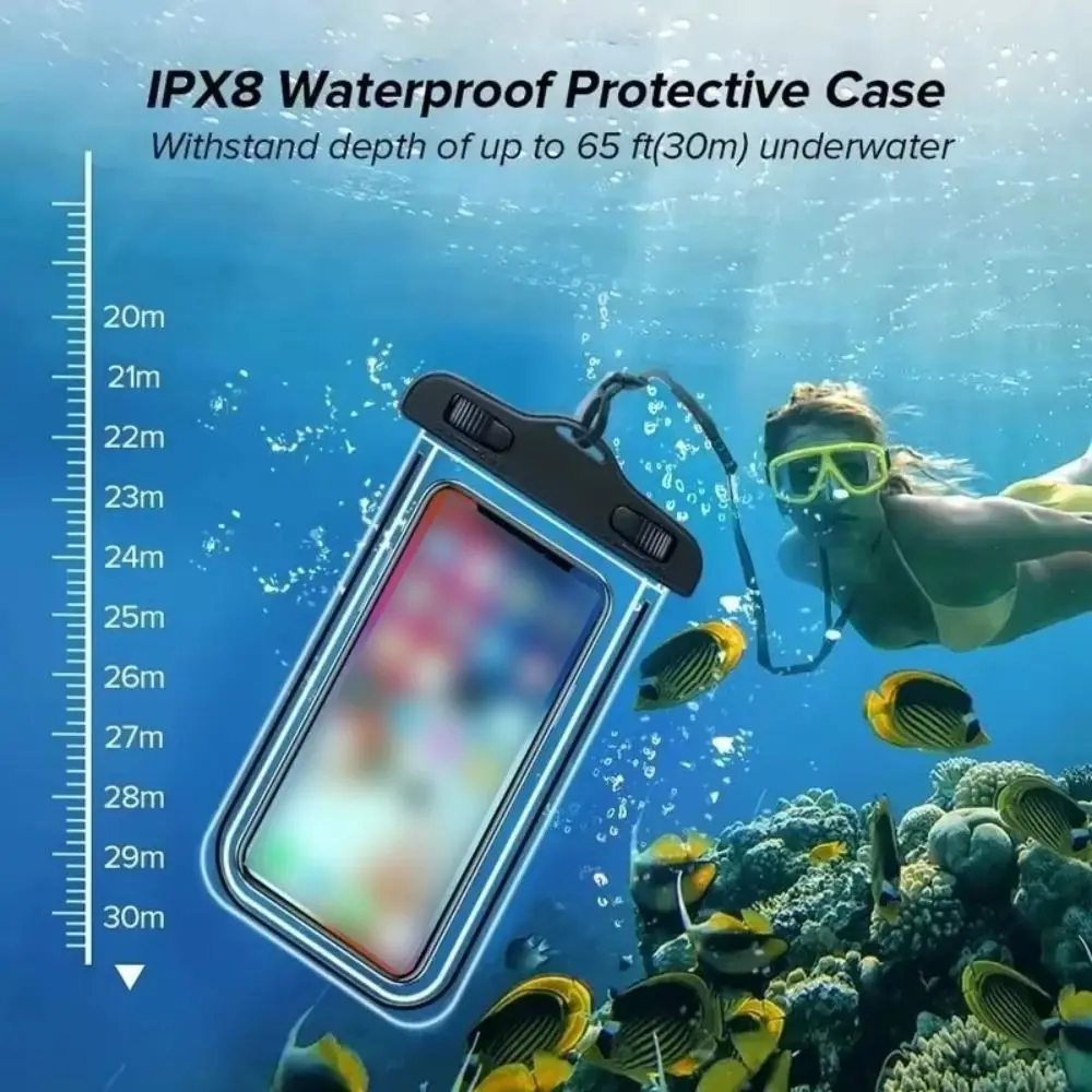 

Air Bag Luminous Waterproof Phone Case Touchable Transparent Mobile Phone Bag Universal PVC Phone Protector Pouch Underwater