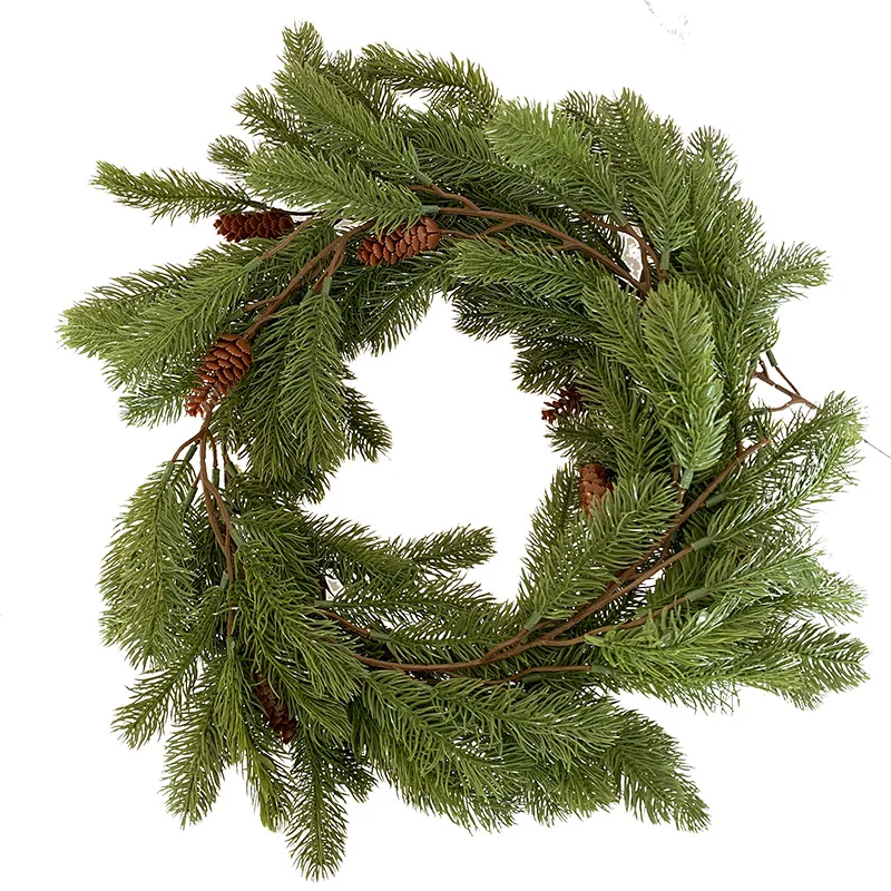 Christmas Garland Artificial Pine Needles Rattan With Pinecone Cone Wreath Garland For Home Table Stairs Christmas Decoration