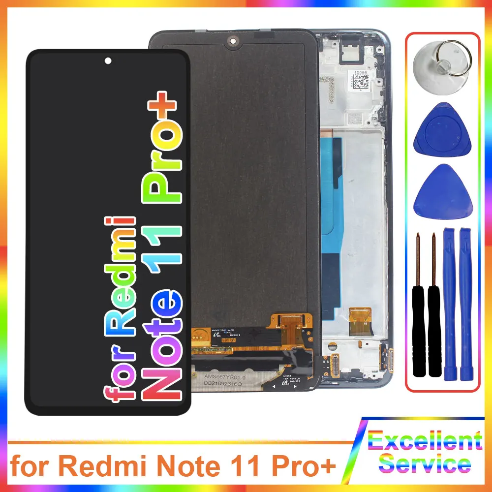 LCD AMOLED para Xiaomi Redmi Note 11 Pro Plus 5G 21091116UG pantalla LCD digitalizador para Redmi Note11 Pro + pantalla LCD 5G con marco