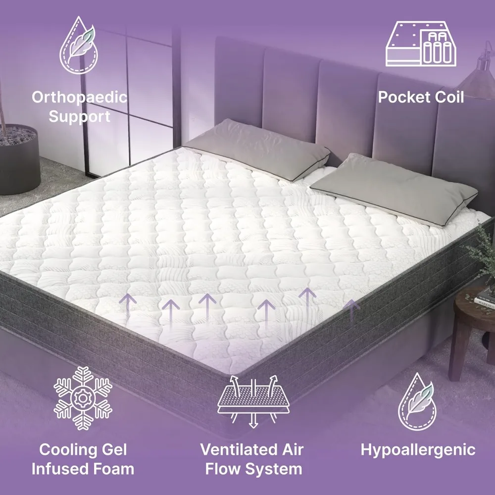 Full Mattress, 10 Inch Victoria Hybrid Cooling Gel Infused Pocket Spring and Memory Foam Mattress, Full Size Mattress Bed