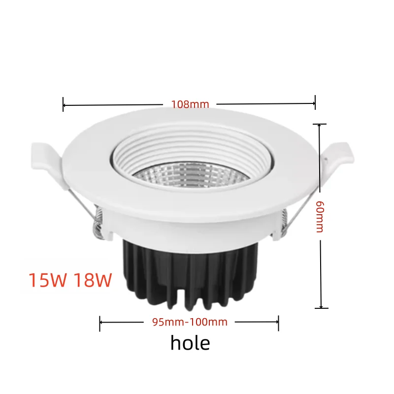 Recessed Down Light  5W 7w 9W 12W 15W 18W LED Down Light Outdoor COB Dimmable LED Ceiling Light Bulb COB LED Spot Light