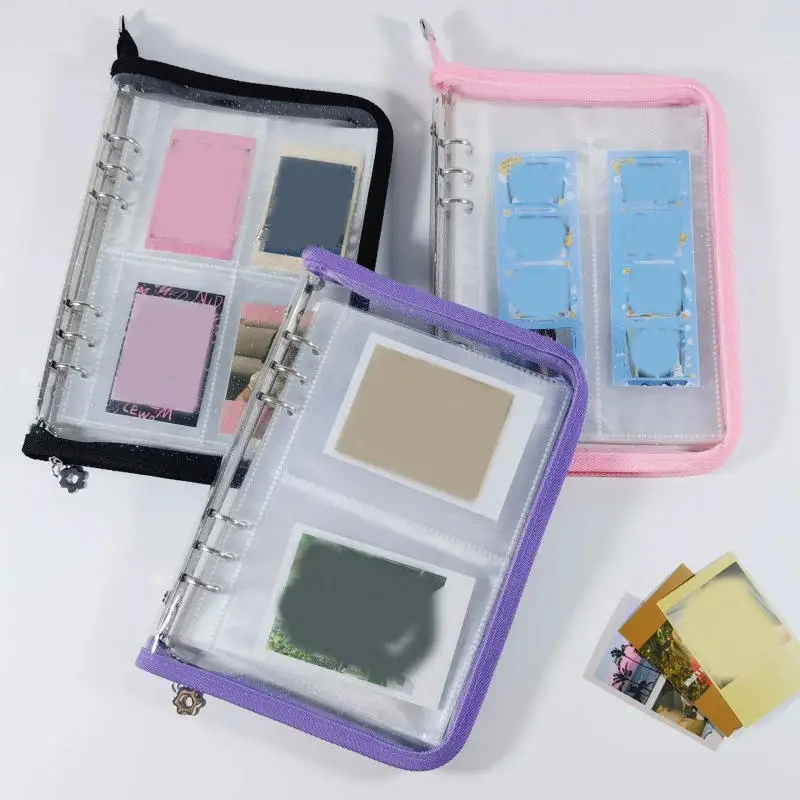 ألبوم سحاب A5 Binder Kpop Photocard جمع كتاب صور بطاقات 6 حفرة A5 فضفاضة ورقة دفتر قذيفة 3/5 بوصة بطاقة ألبوم التخزين
