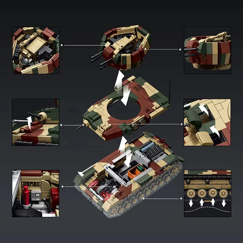 12GO97031 Air Defense Armored Vehicle Model Building Blocks Military Army Series Heavy Tank Combat Soldier Building Blocks DIY C