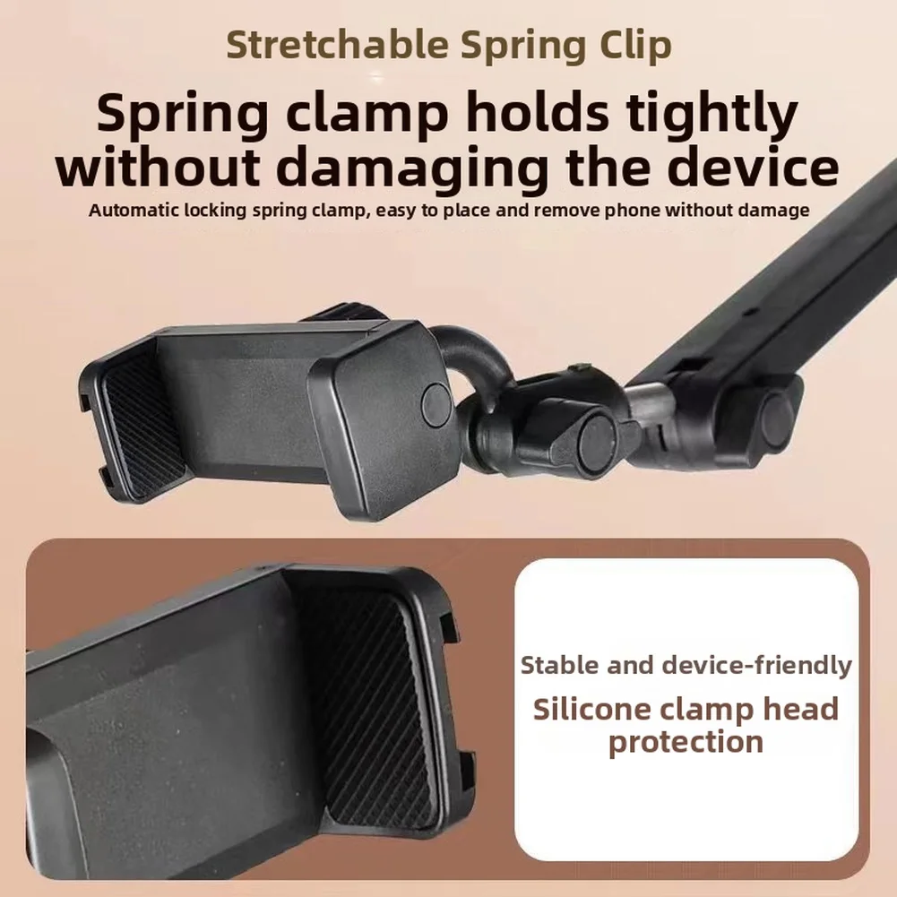Phone Holder Mount for Microphone Stand Tripod Music Stand Featuring Flexible Gooseneck Arm and Secure Rubber-Padded Clamp