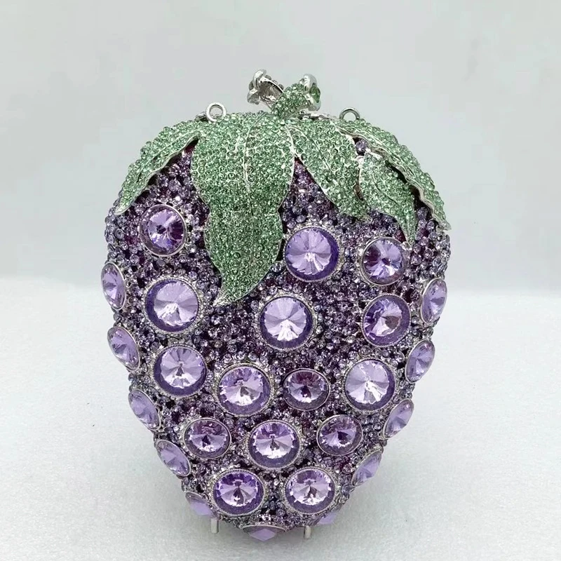 New Purple Grape Crystal Evening Bags Purse Designer Large Stones Wedding Bridal Handbags Women Party Clutches Mini Clutch Bags