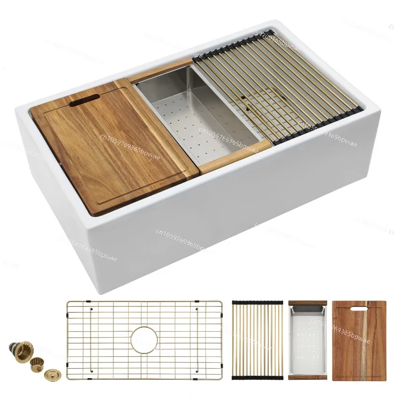 33 Single Bowl White Porcelain Farmhouse Apron Kitchen Sink Ceramic Kitchen Sink