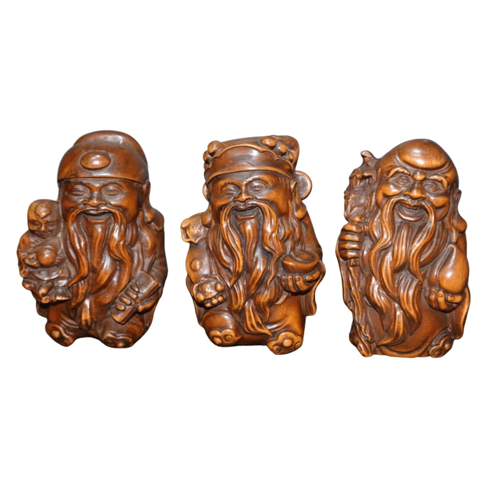 Ensemble de figurines sculptées à la main en bois vintage, artisanat, Bouddha, Compassion, Sagesse, Décoration, Voiture, Brillant
