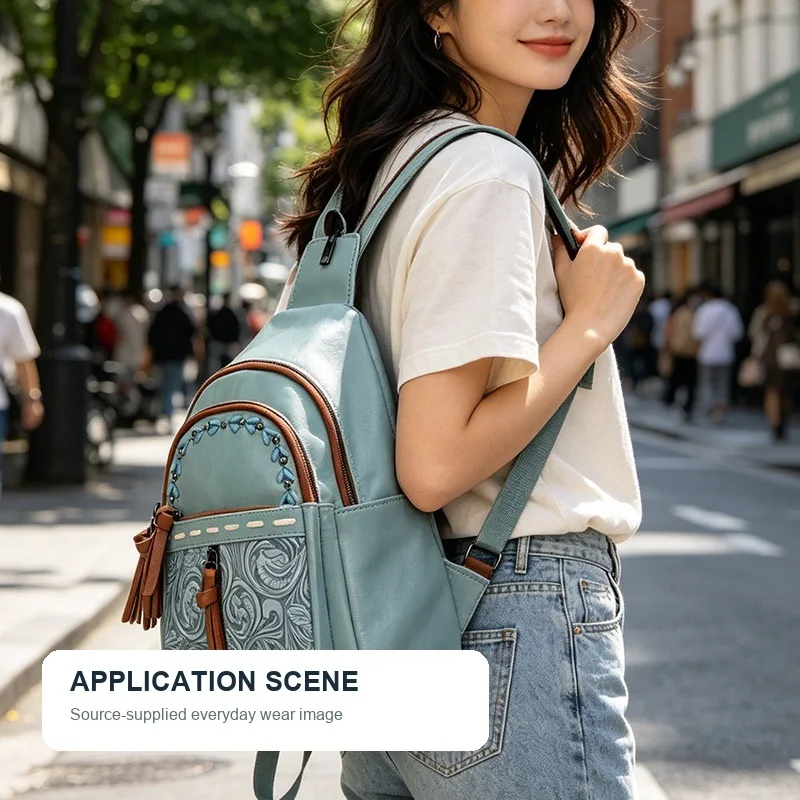 Women Vintage Crossbody Chest Bag Convertible Backpack Portable Casual Outdoor Commuter Sling Bag