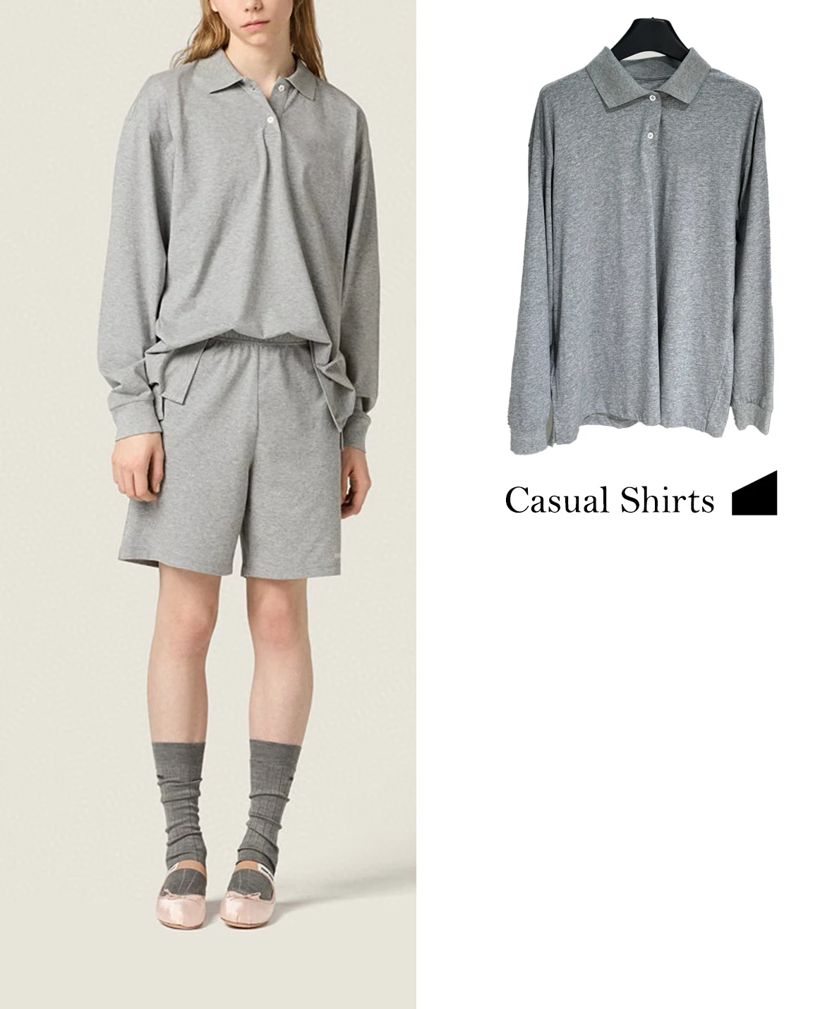 

FWRD Light Grey Long Sleeved Polo Shirt Light Grey Casual Polo Shirt Fashionable And Versatile POLO Shirt #FWRD0055