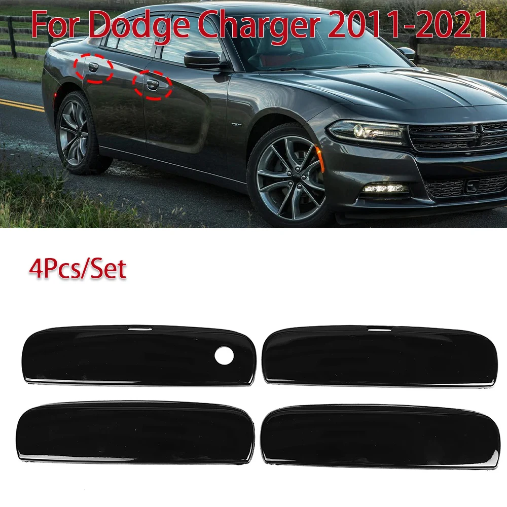 4Pcs/Set ABS Car Outer Side Door Handle Covers Trim Decoration For Dodge Charger 2011-2021 Car Exterior Decoration Accessories