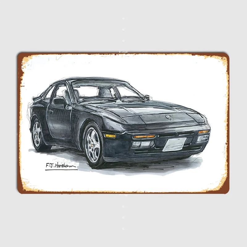 Luxury Sports Car 944 Classic Car Retro Posters Metal Sign Poster Bar Interior Bedroom Wall Art Home